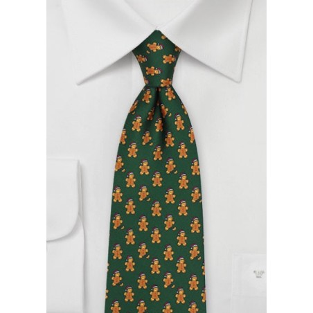 Oliver Green Tie with Gingerbread Men