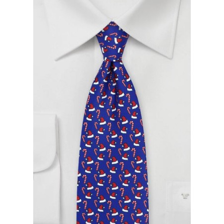 Santa Hats and Candy Cane Tie in Royal Blue