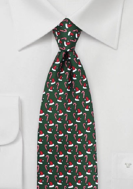 Santa Hat and Candy Cane Print in Dark Green