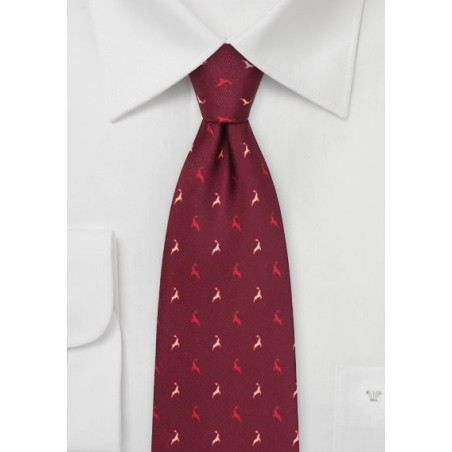 Jumping Reindeer Tie in Wine Red