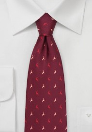 Jumping Reindeer Tie in Wine Red