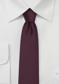 Repp Textured Skinny Tie in Burgundy