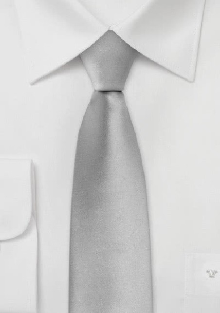 Formal Silver Skinny Silk Tie