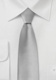 Formal Silver Skinny Silk Tie