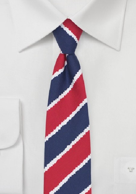 Summer Striped Cotton Tie in Skinny Cut