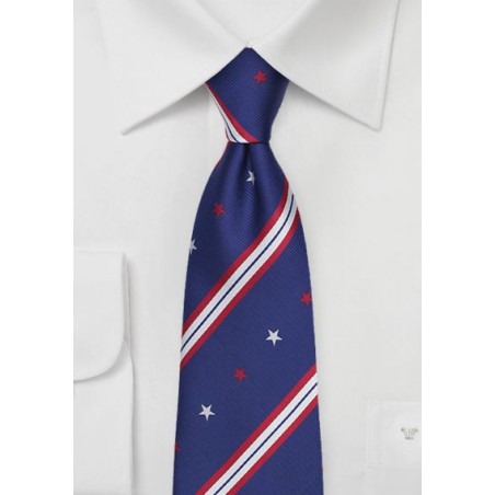 Repp Striped Necktie with Stars and Stripes