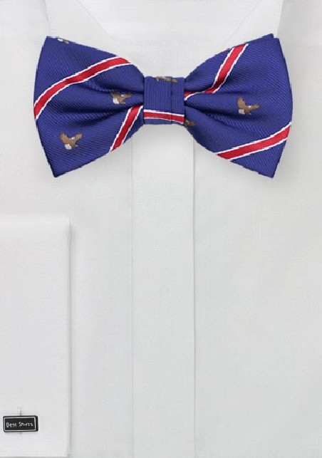 Bow Tie with Embroidered Bald Eagles