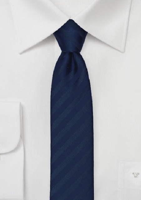 Monochromatic Striped Skinny Tie in Navy