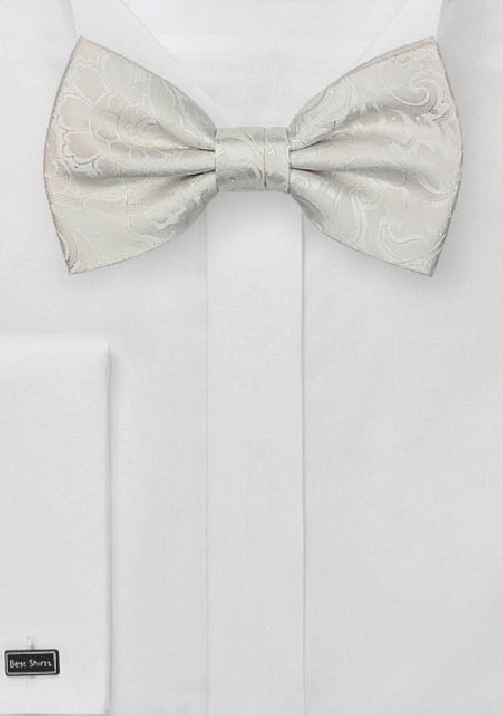Light Ivory Paisley Bow Tie