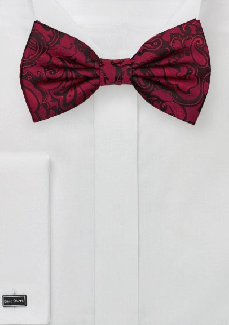 Burgundy Color Paisley Bowtie