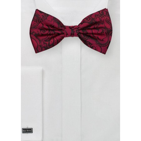 Burgundy Color Paisley Bowtie