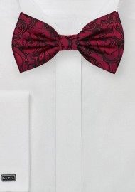Burgundy Color Paisley Bowtie