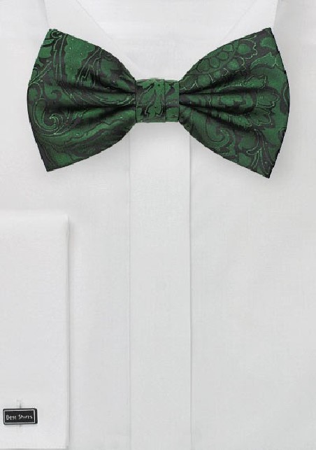 Forest Green Paisley Bow Tie
