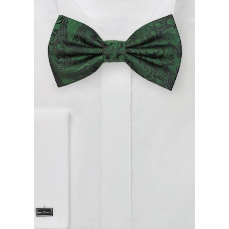 Forest Green Paisley Bow Tie