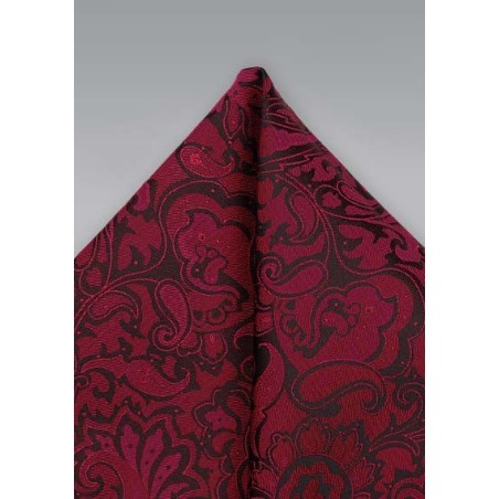 Burgundy Red Paisley Pocket Square