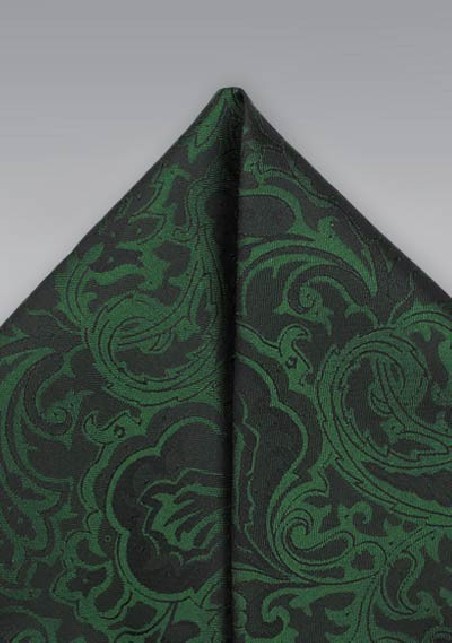 Forest Green Paisley Pocket Square