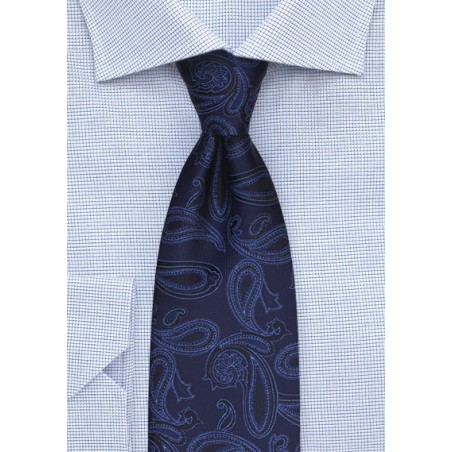 Classic Paisley Weave Tie in Navy and Royal Blue