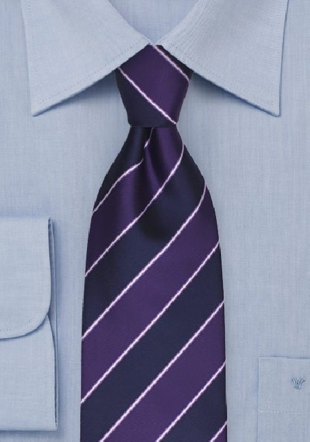 Navy and Grape Purple Striped Tie