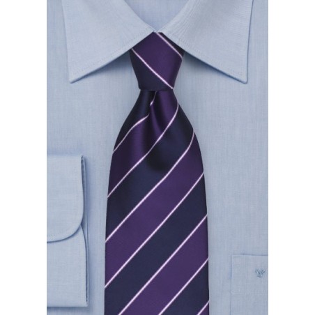 Navy and Grape Purple Striped Tie