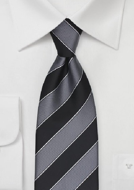Classic Striped Tie in Gray and Black