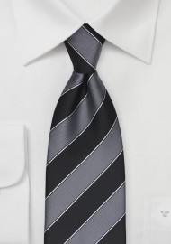 Classic Striped Tie in Gray and Black