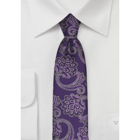 Purple Floral Paisley Skinny Tie