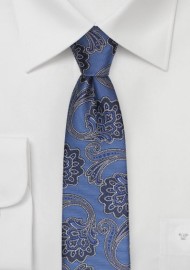 Skinny Paisley Tie in French Blue
