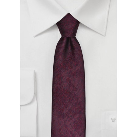 Textured Skinny Tie in Wine Red