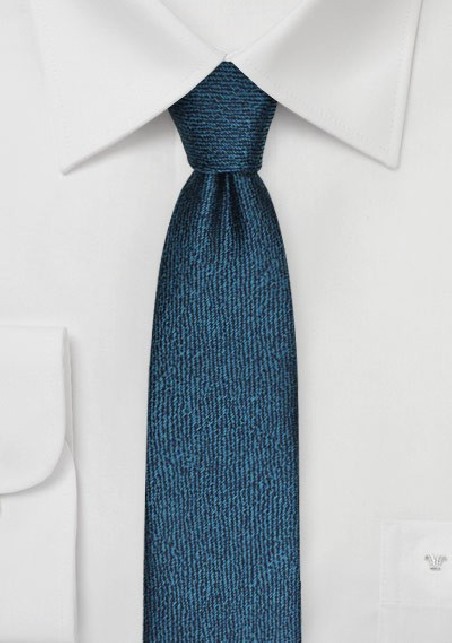 Skinny Textured Mens Tie in Oasis Blue