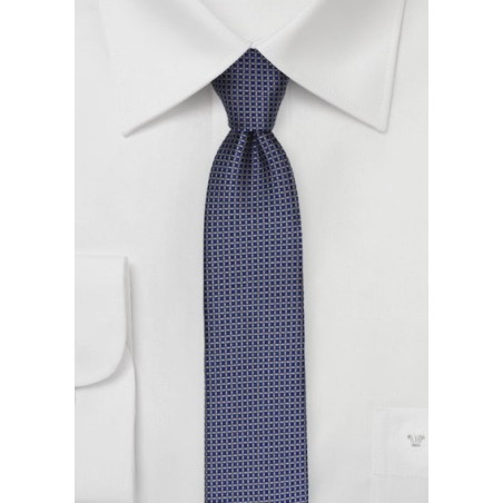 Micro Checkered Skinny Tie in Silver and Blue