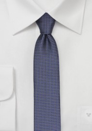 Micro Checkered Skinny Tie in Silver and Blue