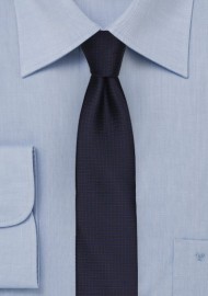 Dark Navy and Brown Micro Check Skinny Tie