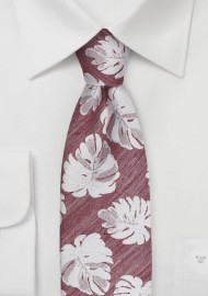 Monstera Leaf Pattern Tie in Red
