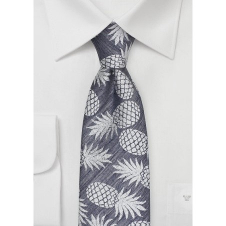 Summer Linen Tie with Pineapple Pattern