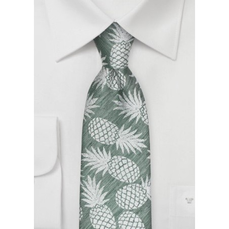 Ivy Green Summer Tie with Pineapple Pattern