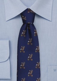 Flying Bald Eagles Pattern Tie in Navy Blue