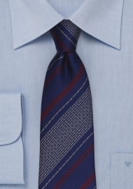 Retro Textured Striped Tie in Navy