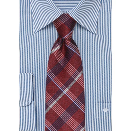 Plaid Tie in Red and Navy