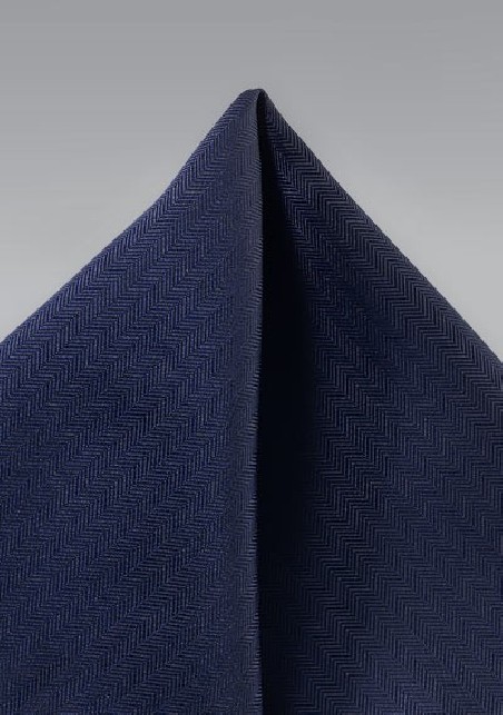 Dark Navy Herringbone Pocket Square