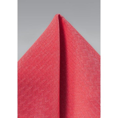 Herringbone Pocket Square in Valentine Red