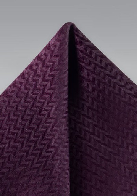 Herringbone Pocket Square in Grape Purple