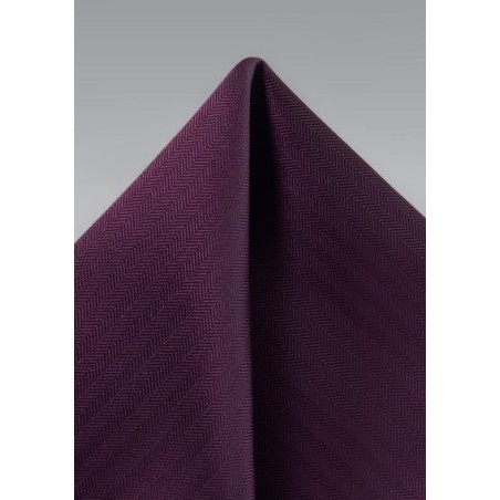 Herringbone Pocket Square in Grape Purple