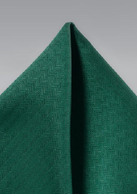 Hunter Green Herringbone Pocket Square