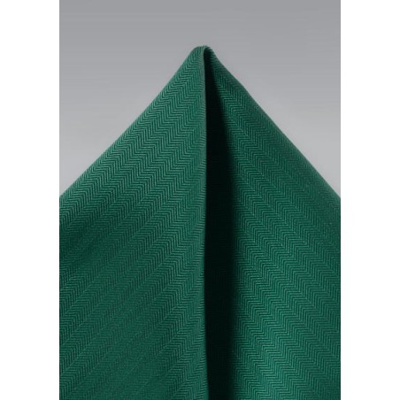 Hunter Green Herringbone Pocket Square