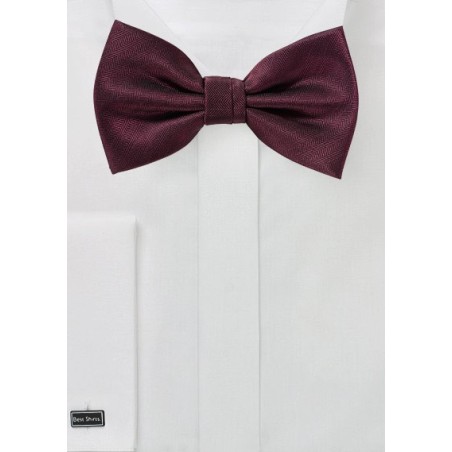 Wine Red Herringbone Bow Tie