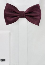 Wine Red Herringbone Bow Tie