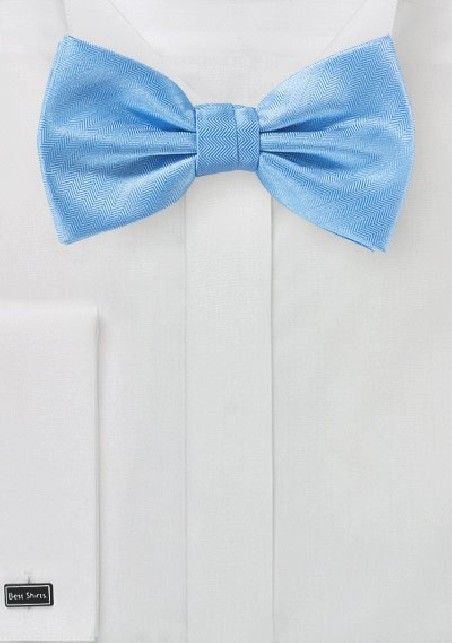 Sky Blue Herringbone Texture Bow Tie
