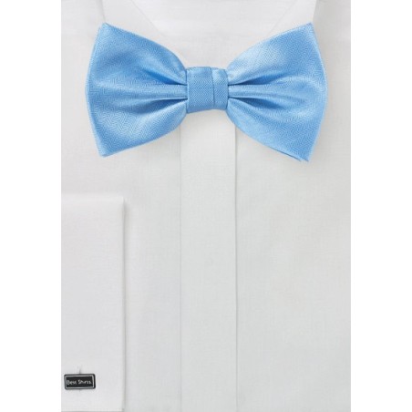 Sky Blue Herringbone Texture Bow Tie