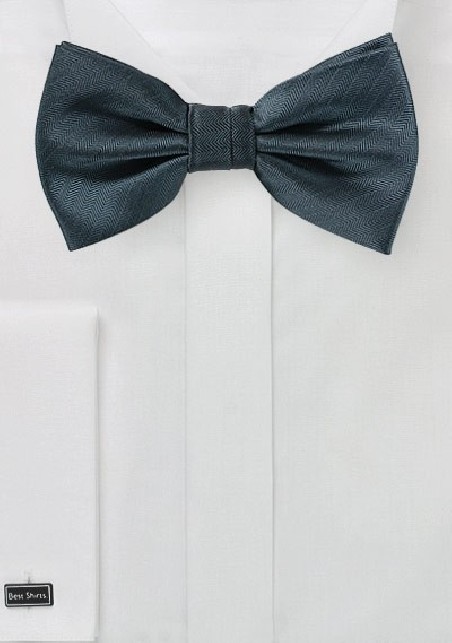 Smoke Gray Herringbone Bow Tie