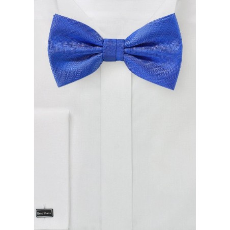 Marine Blue Herringbone Bow Tie